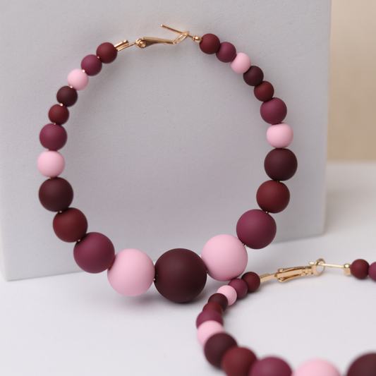 PEARL GIRL HOOPS - CABERNET