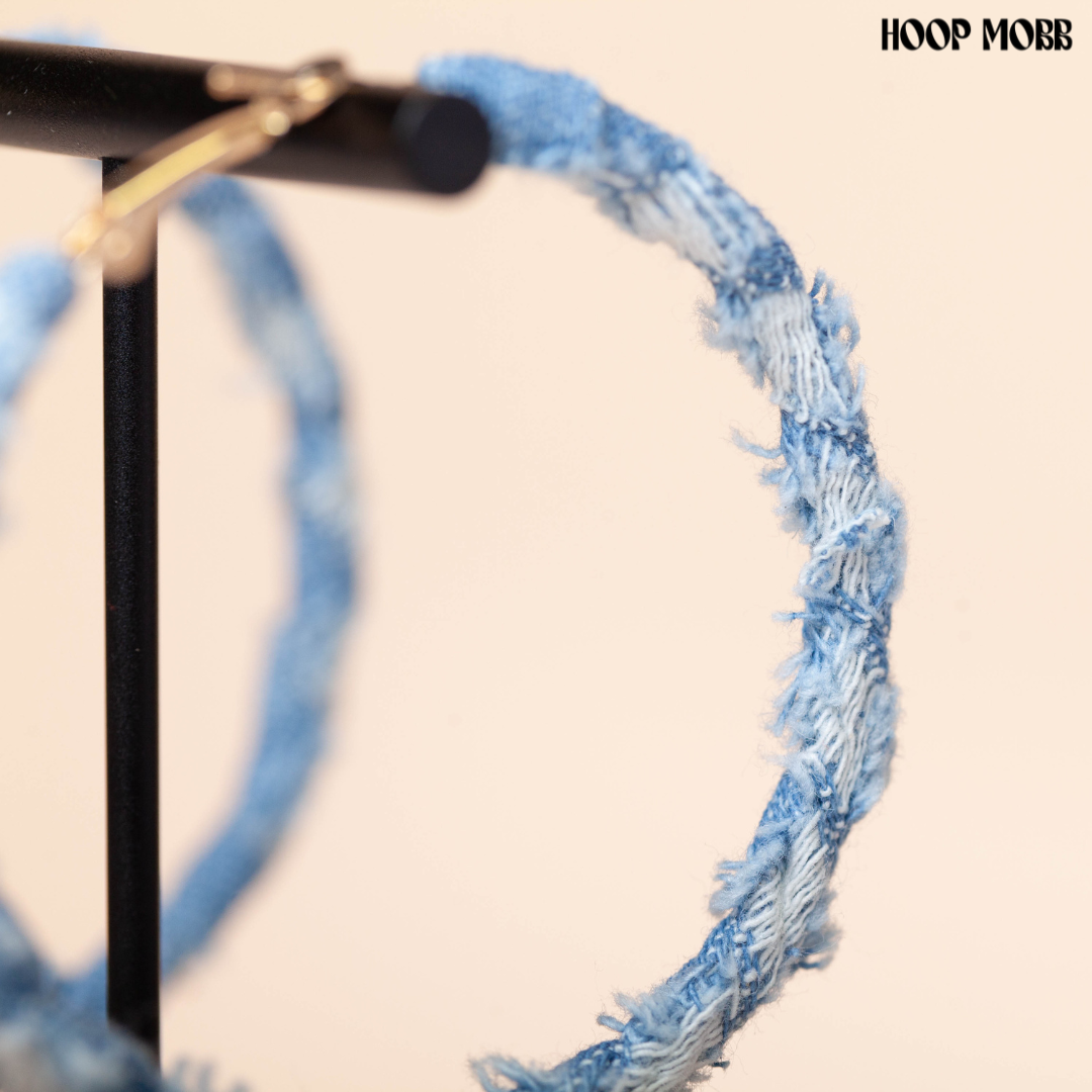 DENIM HOOPS - MEDIUM - BLUE