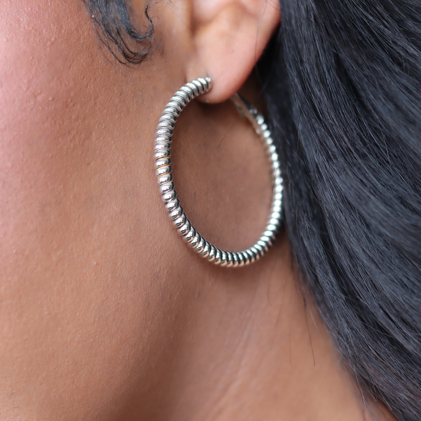 Cord Hoops - Silver