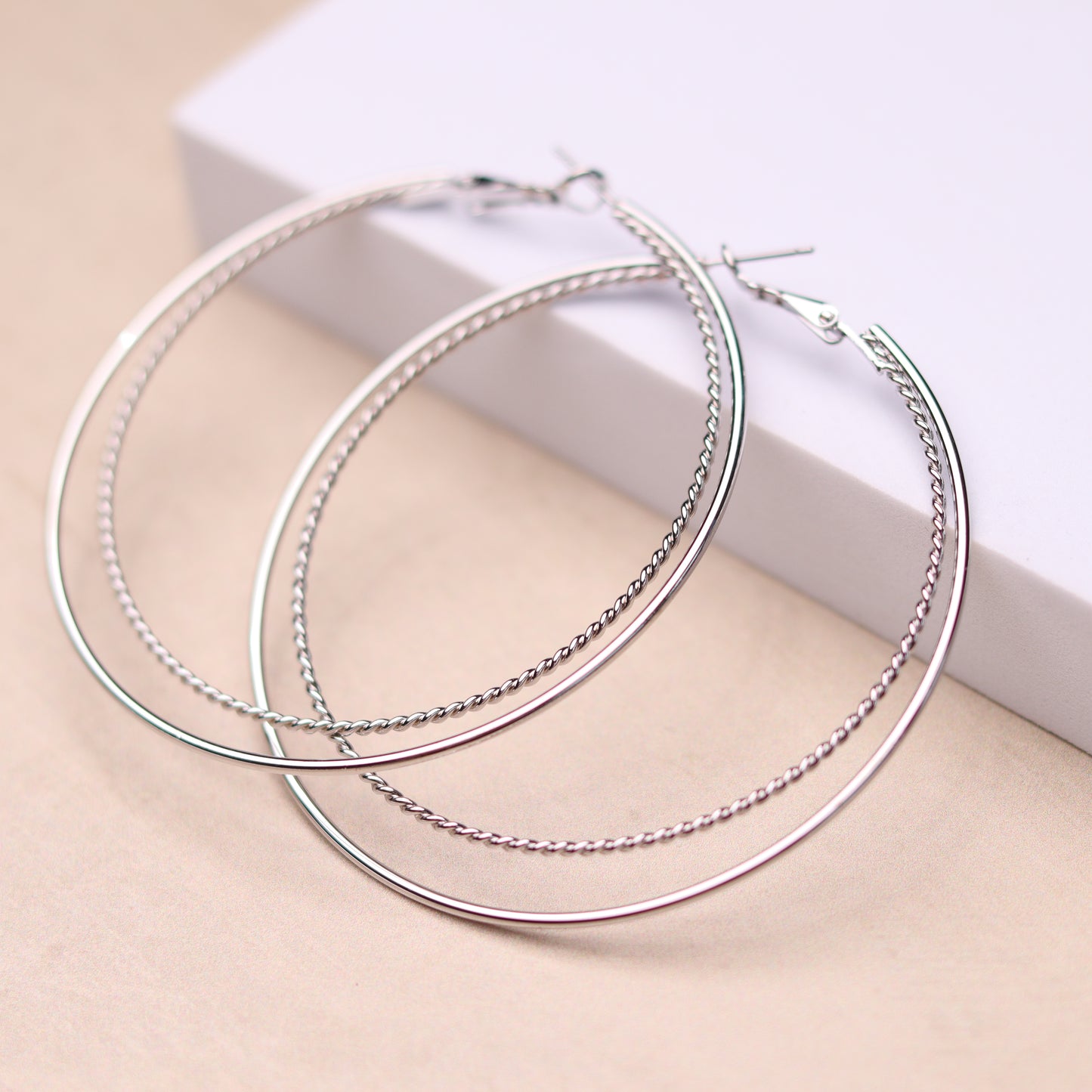 Fine Line Hoops - Silver