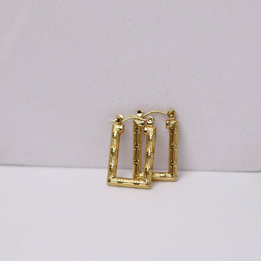 SQUARE ROOT BAMBOO HOOPS - GOLD