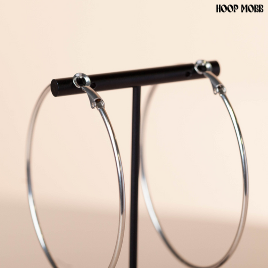 PLAIN JANE HOOPS - LARGE - SILVER
