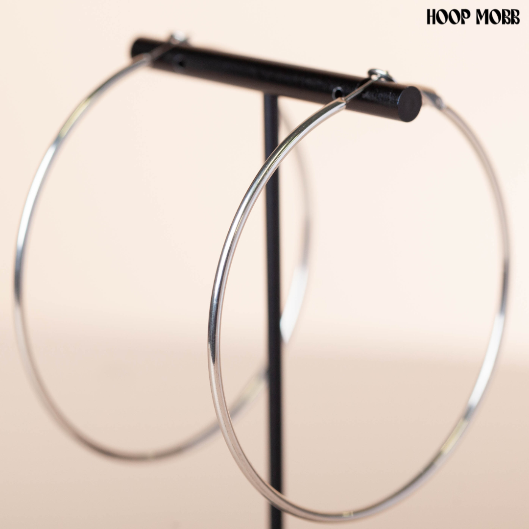 PLAIN JANE HOOPS - LARGE - SILVER