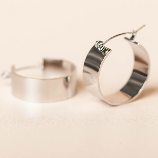 SIMPLE GIRL HOOPS - SILVER - STAINLESS STEEL