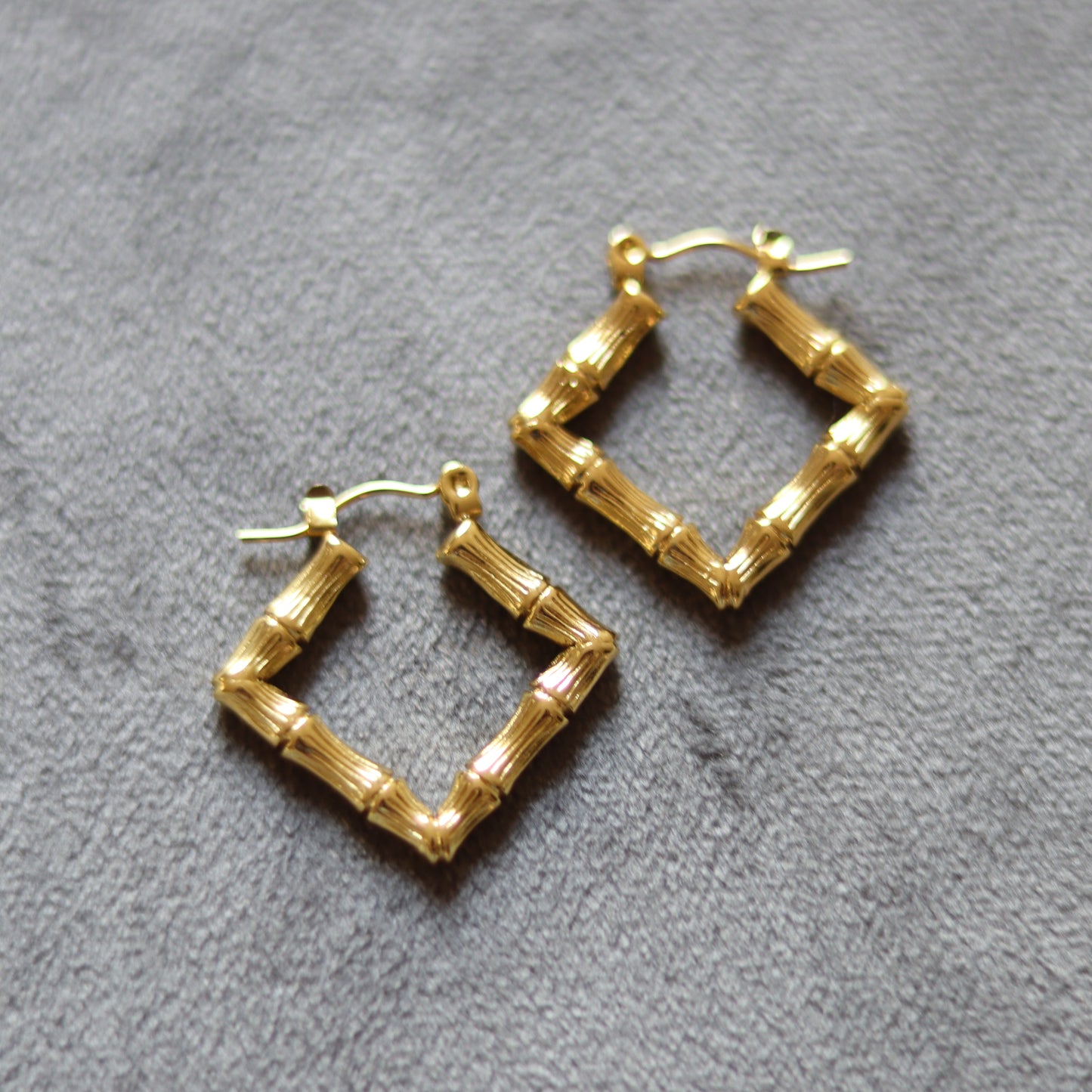 diamond mini bamboo hoops gold