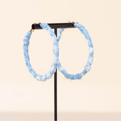 DENIM HOOPS - MEDIUM - BLUE