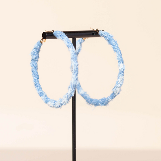 DENIM HOOPS - MEDIUM - BLUE