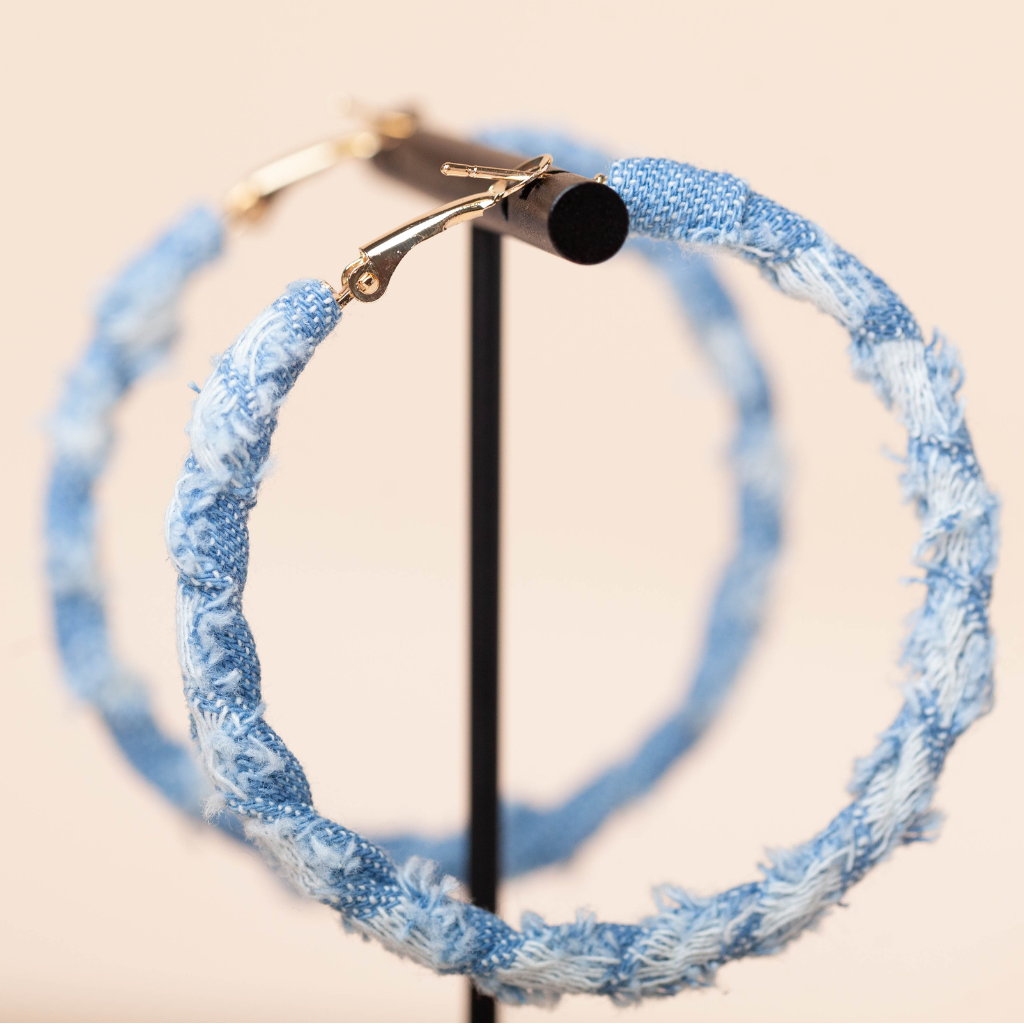 DENIM HOOPS - MEDIUM - BLUE