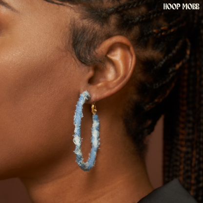 DENIM HOOPS - MEDIUM - BLUE