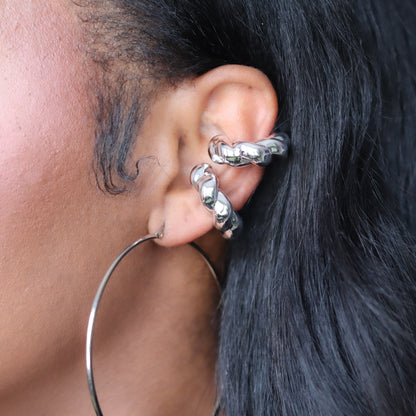 Puff Ear Cuff Set - Silver