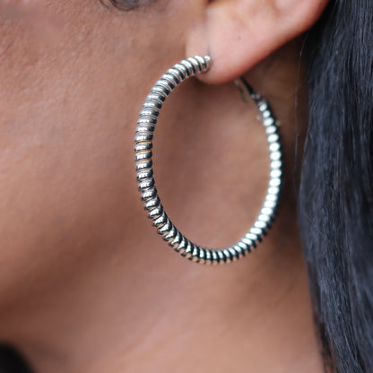 Cord Hoops - Silver