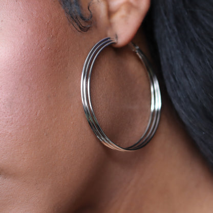 Trip Wire Hoops - Silver