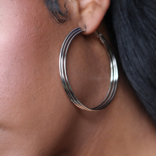 Trip Wire Hoops - Silver