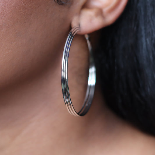 Trip Wire Hoops - Silver