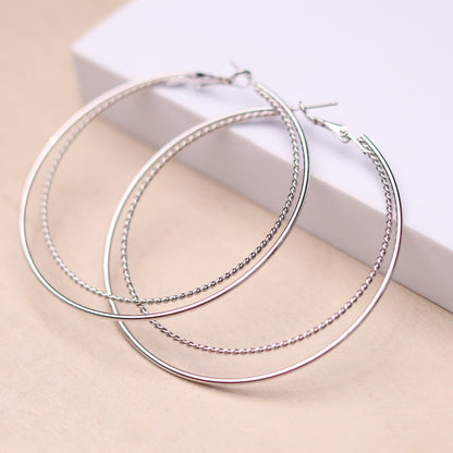 Fine Line Hoops - Silver