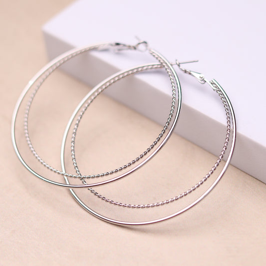 Fine Line Hoops - Silver