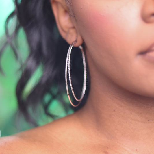 Fine Line Hoops - Silver
