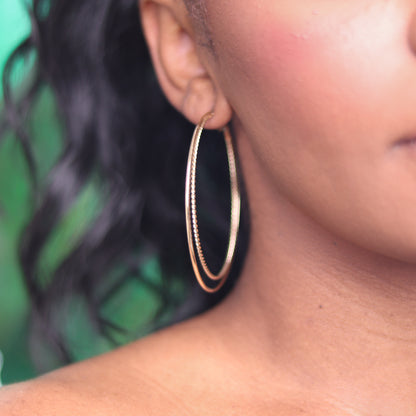 Fine Line Hoops - Gold