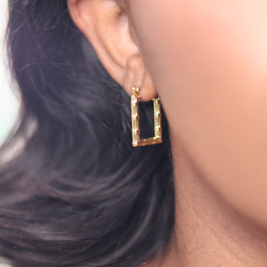 SQUARE ROOT BAMBOO HOOPS - GOLD