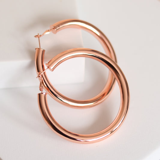 BABY FAT HOOPS - ROSE GOLD