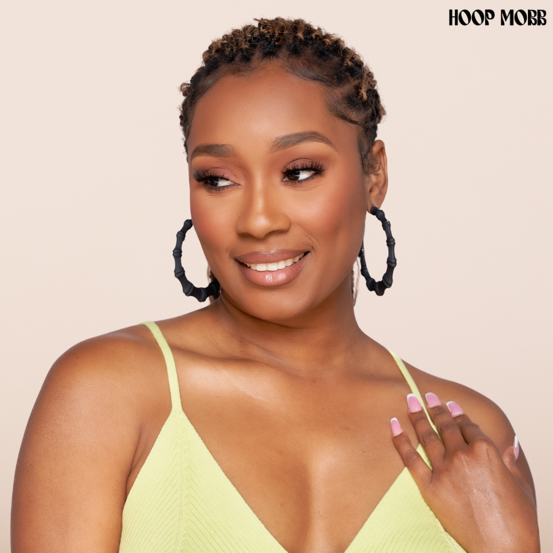 MATTE BAMBOO HOOPS - BLACK