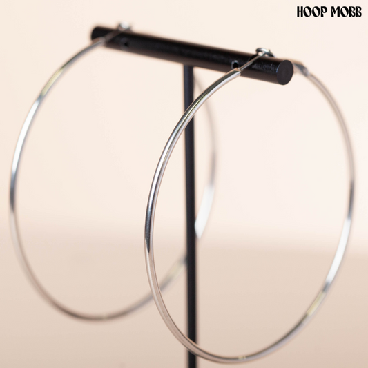 PLAIN JANE HOOPS - LARGE - SILVER