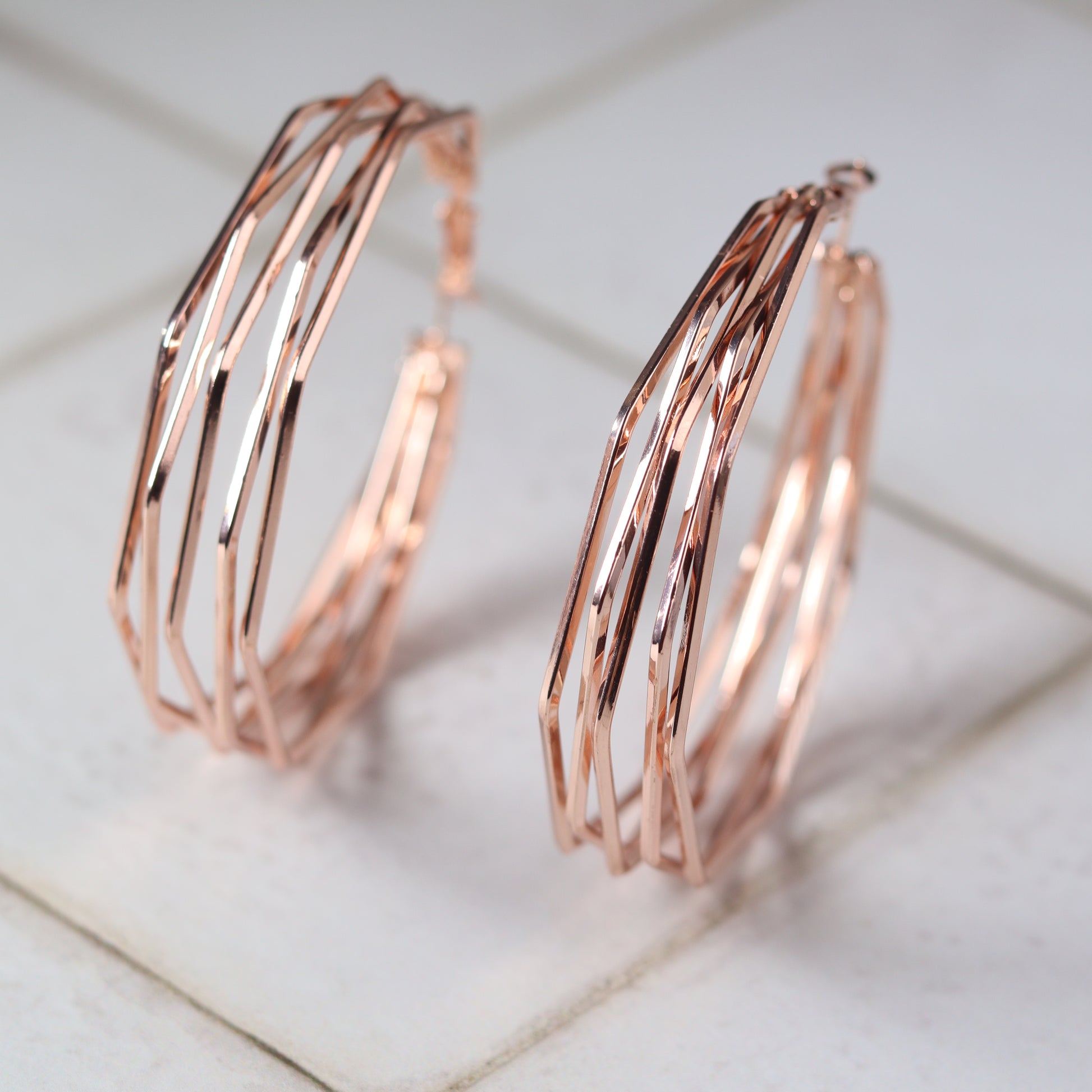 crosswire hoops   rose gold