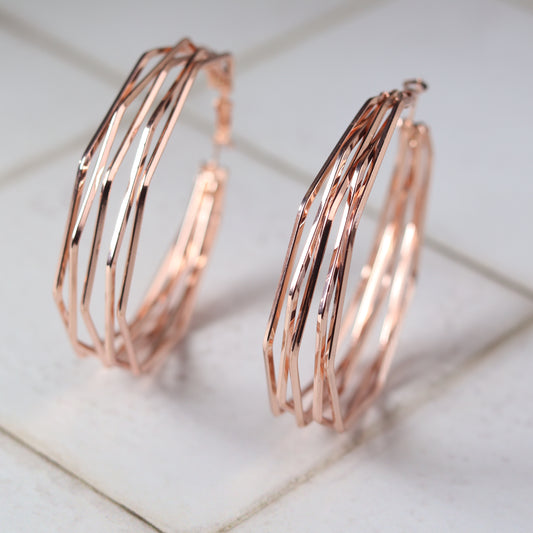 crosswire hoops   rose gold