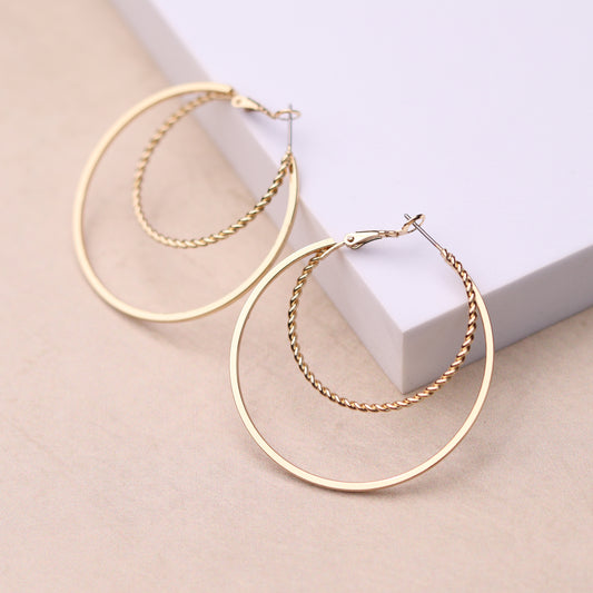 Double Decker Hoops - Gold