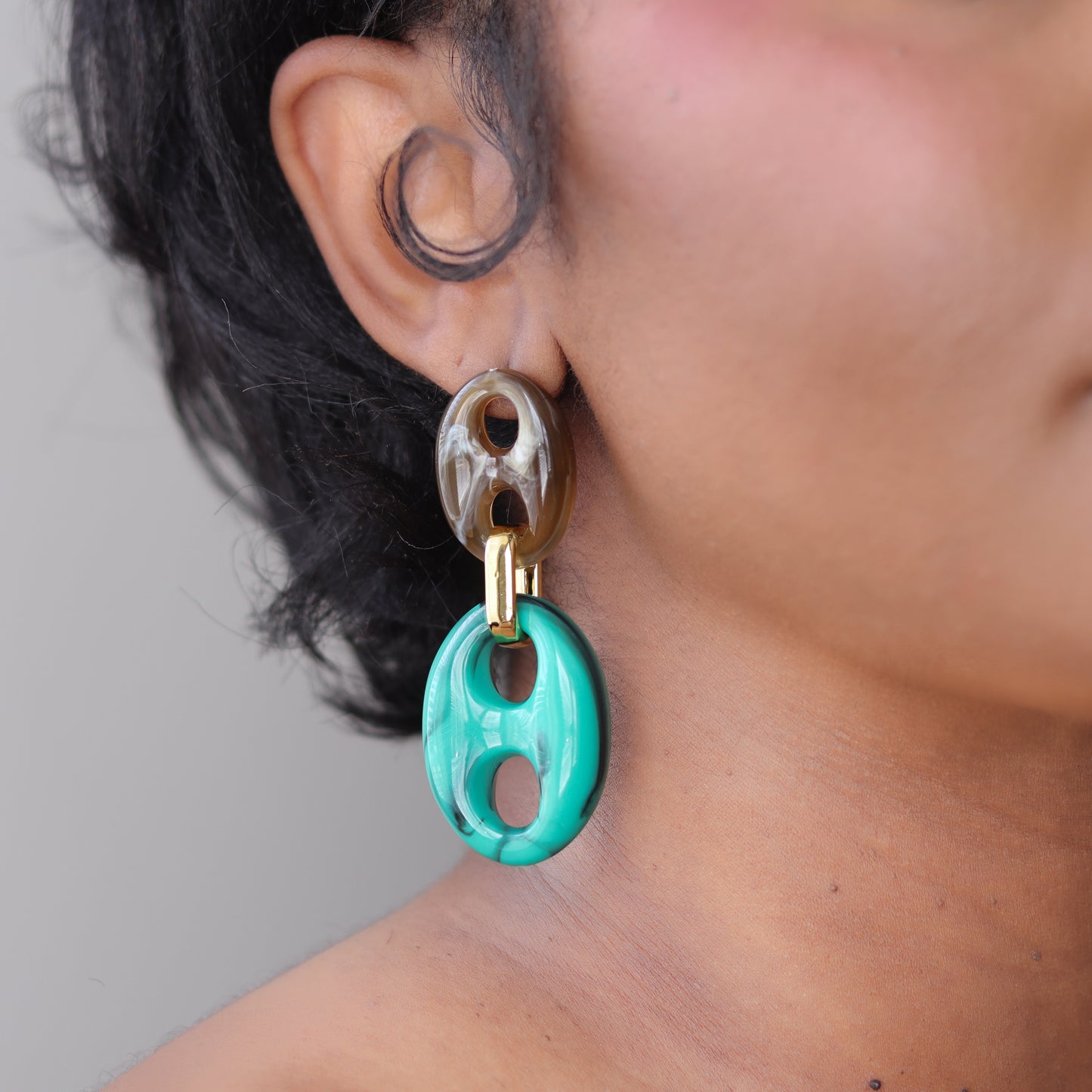 drop the link earrings turquoise2