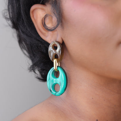 drop the link earrings turquoise2