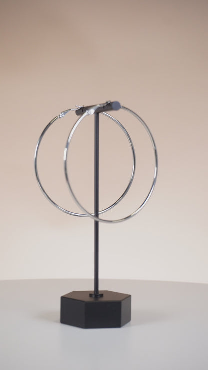 PLAIN JANE HOOPS - LARGE - SILVER