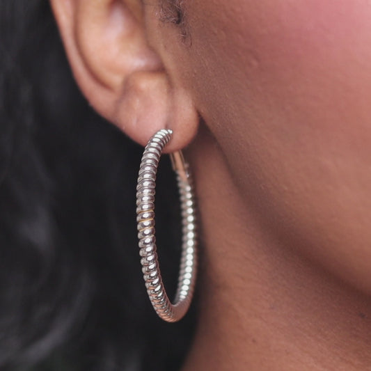 Cord Hoops - Silver
