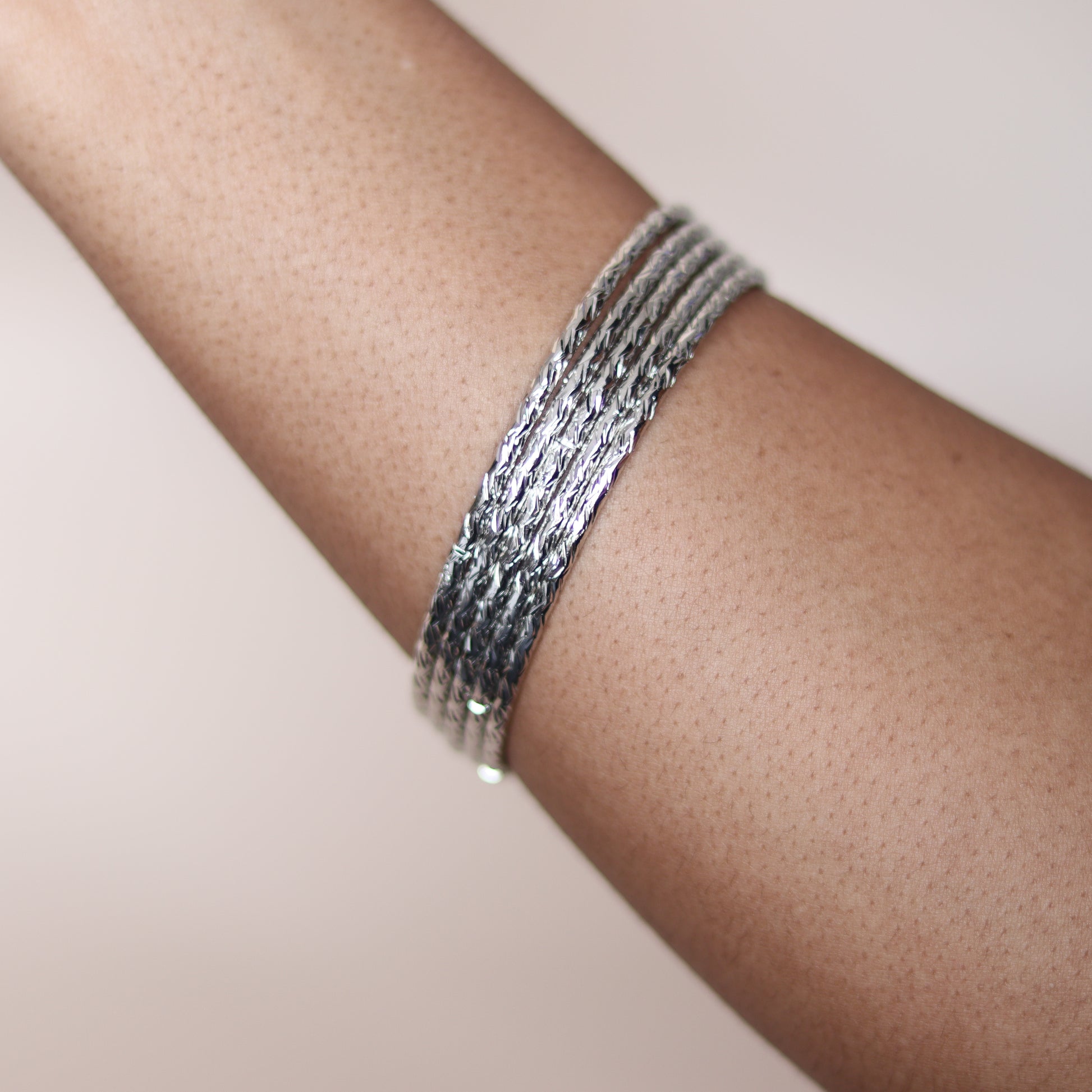 shimmy bracelet set   silver