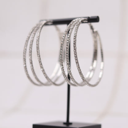 triple rhinestone hoops silver3