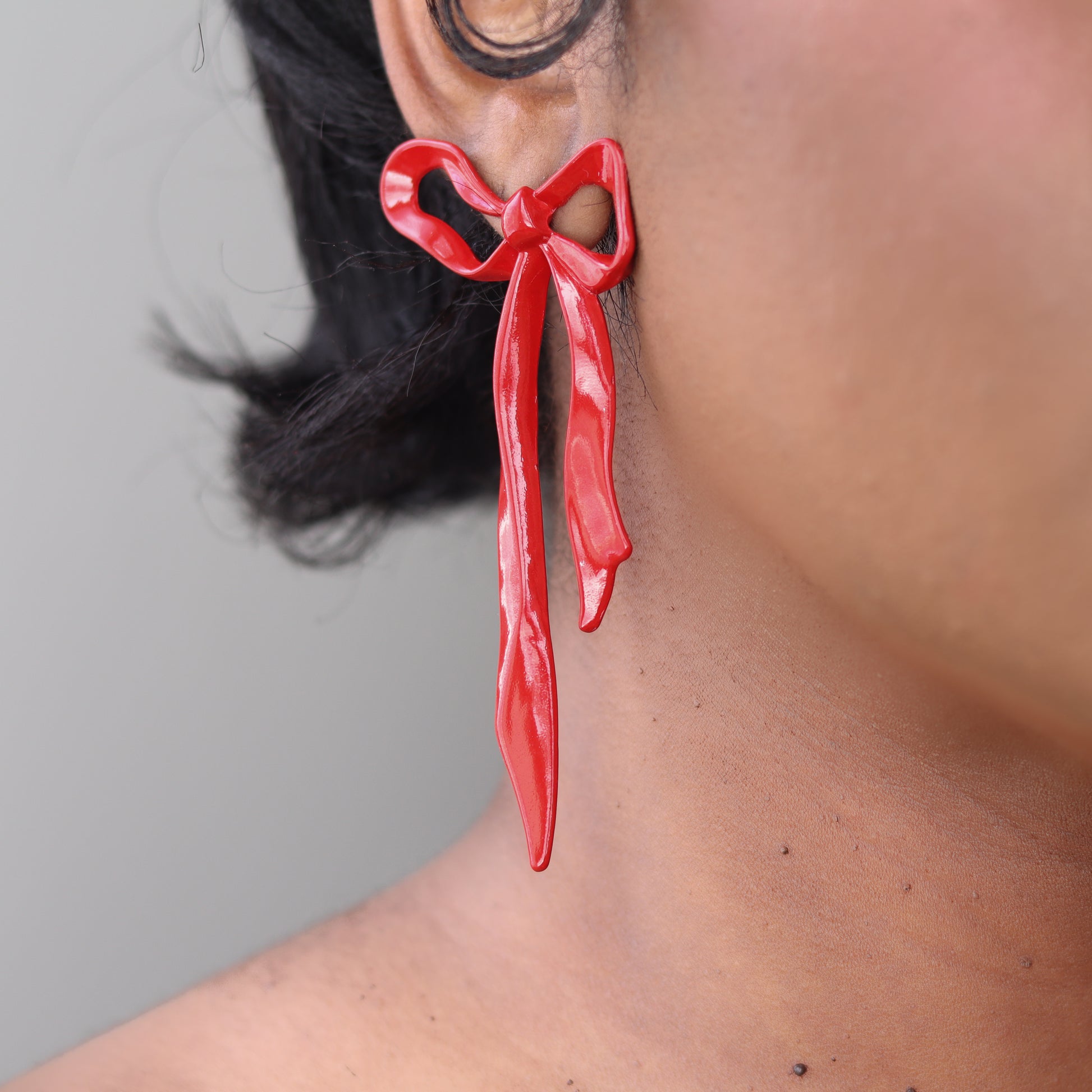 whimsy bow earrings red